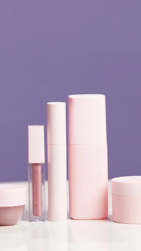 Empty, bottle and cosmetics in studio for beauty, skincare and product review on Stock Footage 318946083