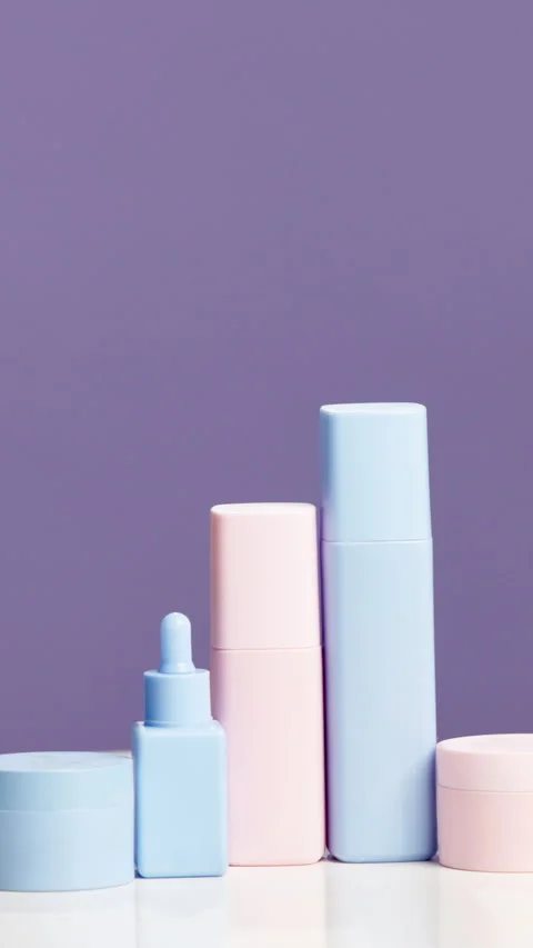 Empty, bottle and skincare in studio for beauty, cosmetics and product review on Stock Footage 318946065