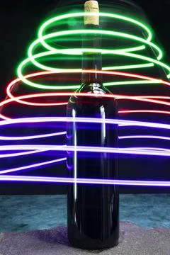 Empty bottle, beer bottle, beer, alcohol, different background. Stock Photos