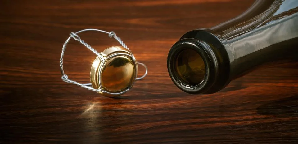 Empty bottle of champagne Stock Photos