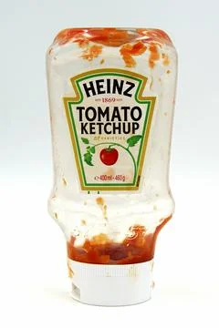 Empty bottle of Heinz Tomato Ketchup Stock Photos