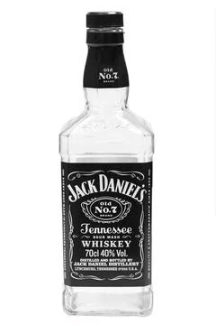 Empty bottle of Jack Daniel's Old No 7 bourbon whiskey Stock Photos