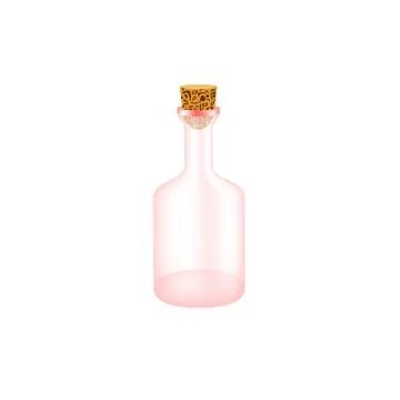 Empty bottle in red design with cork Stock Illustration