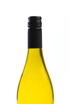 Empty bottle of wine isolated on a white background Stock Photos