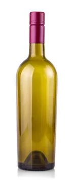 Empty bottle of wine isolated on a white background Stock Photos