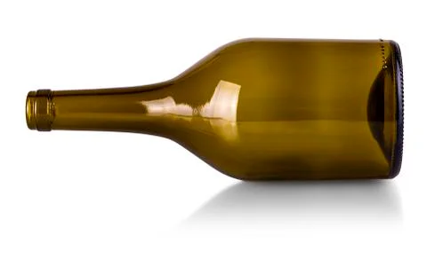 Empty bottle of wine isolated on a white background Stock Photos
