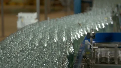 Empty Bottles Conveyor Stock Footage 124393225