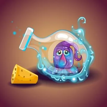 Empty bottles with magic monster Stock Illustration