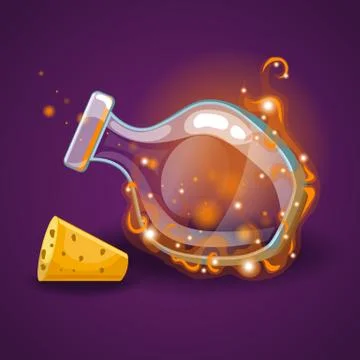Empty bottles of potions with magic smoke Stock Illustration