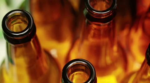Empty bottles, the top view, small depth of sharpness on a neck 動画素材 62243440
