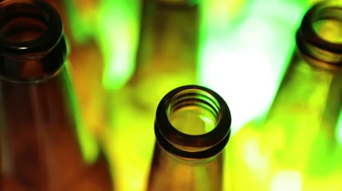 Empty bottles, the top view, small depth of sharpness on a neck 動画素材 65276530