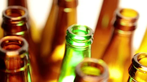 Empty bottles, the top view, small depth of sharpness on a neck 動画素材 65311292