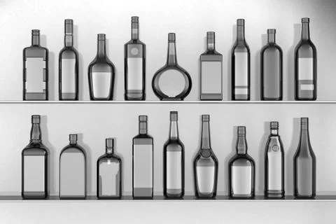 Empty bottles of various shapes Stock Illustration