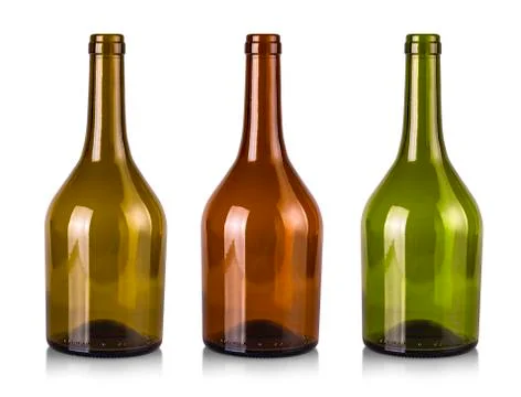 Empty bottles of wine isolated on a white background Stock Photos