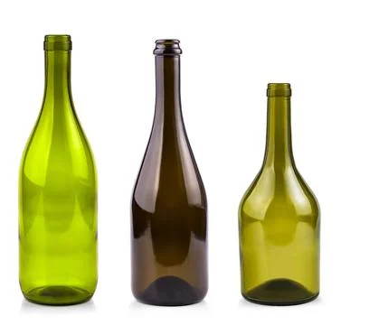 Empty bottles of wine isolated on a white background Stock Photos