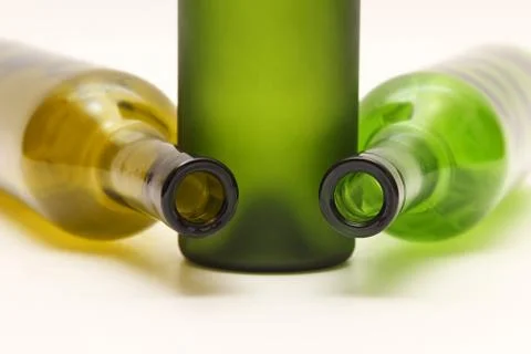 Empty bottles of wine on white background Stock Photos