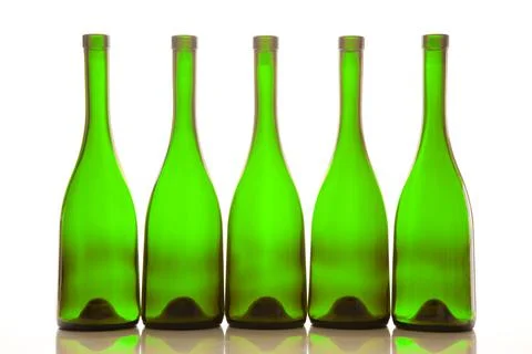 Empty bottles of wine on white background Stock Photos