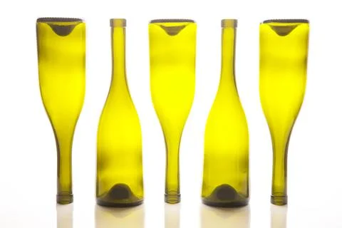 Empty bottles of wine on white background Stock Photos