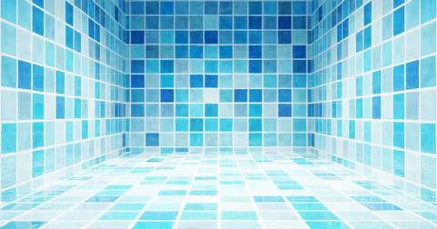 Empty bottom of the pool with blue tiles 3d-rendering Stock Illustration
