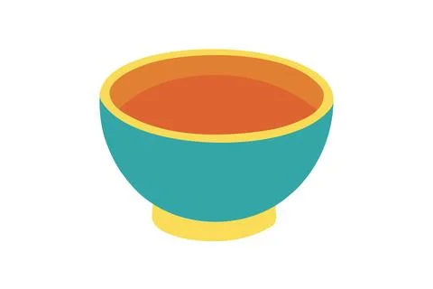 Empty bowl, in a flat style on a white background. Food container, design ele Stock Illustration