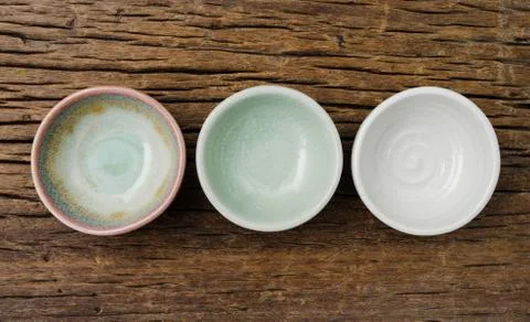 Empty bowl, Japanese handmade ceramic bowl, cracked ceramic texture Stock Photos