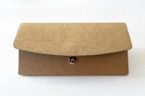 Empty box made of eco-friendly materials is isolated on white background. Foto stock