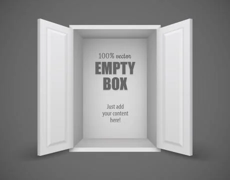 Empty box with open doors nothing inside Stock Illustration
