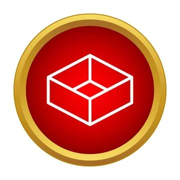 Empty box outline symbol on red button Stock Illustration