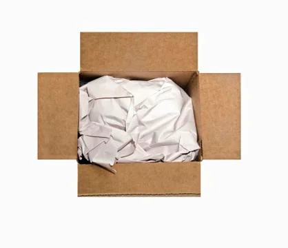 Empty box with packing paper Stock Photos