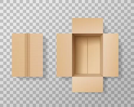Empty box realistic mockup, transparent background Illustrazione stock