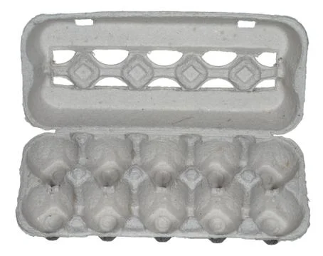 Empty box from under the eggs, isolated on white background. Stock Photos