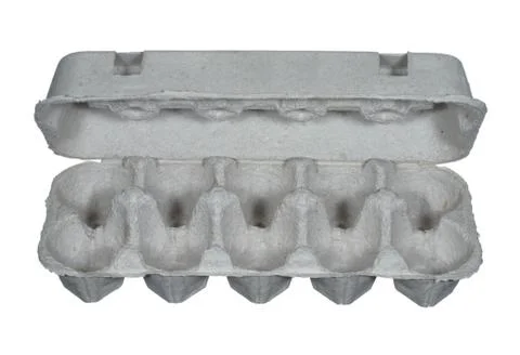 Empty box from under the eggs, isolated on white background. Stock Photos