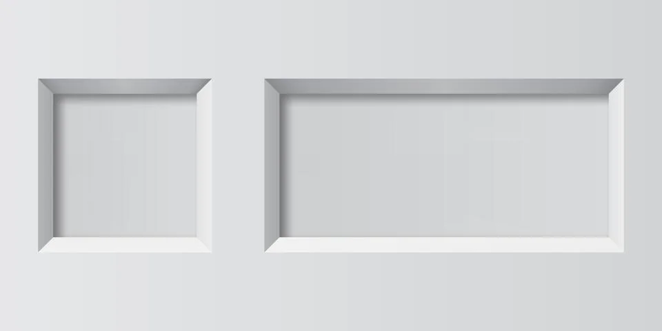 Empty boxes mockup icon in realistic style. Gallery showcase vector illustr.. Stock Illustration