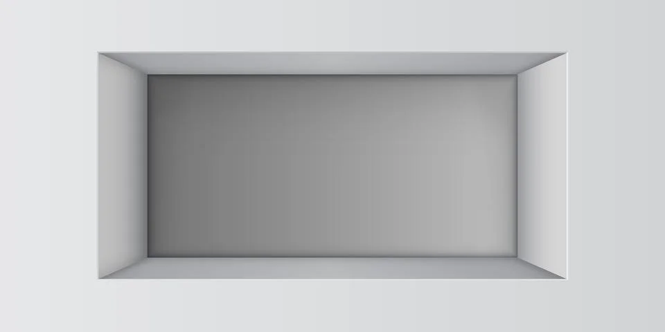 Empty boxes mockup icon in realistic style. Gallery showcase vector illustr.. Stock Illustration