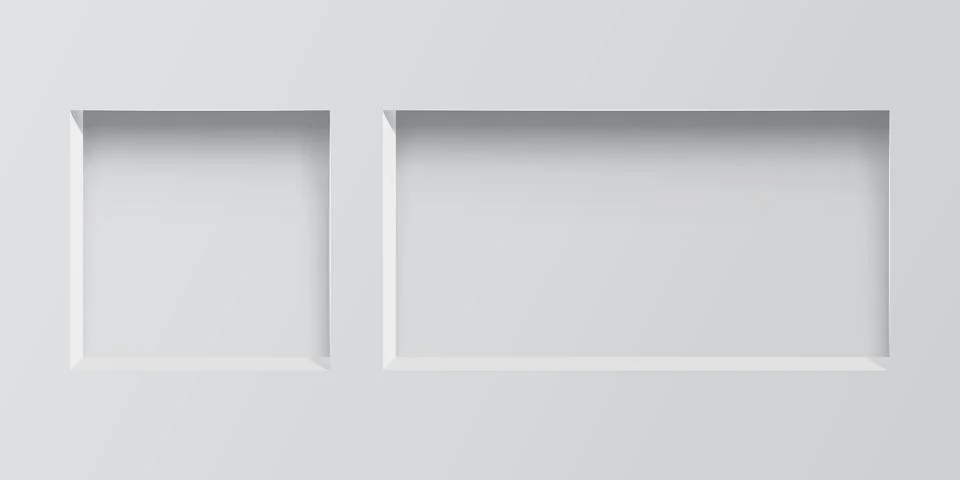 Empty boxes mockup icon in realistic style. Gallery showcase vector illustr.. Illustrazione stock