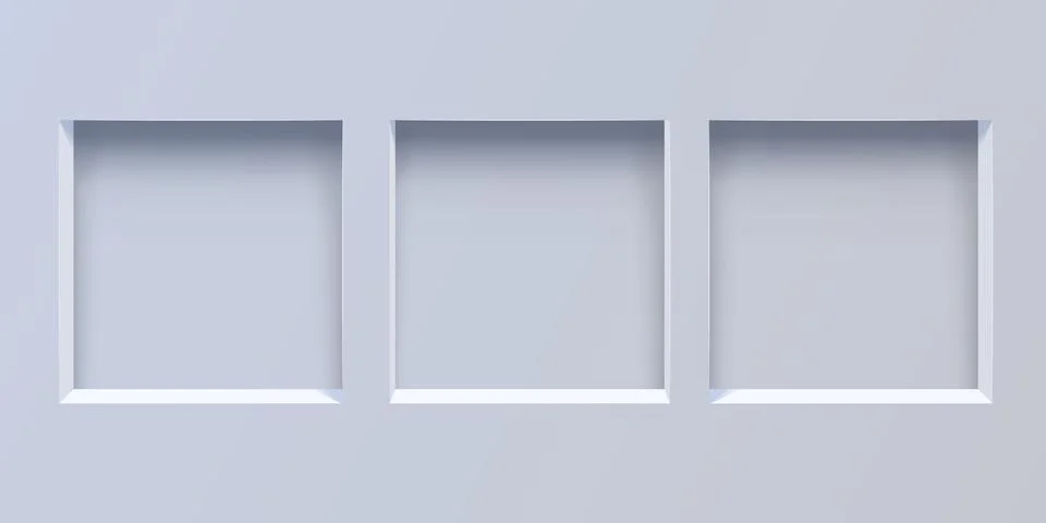 Empty boxes mockup icon in realistic style. Gallery showcase vector illustr.. Stock Illustration