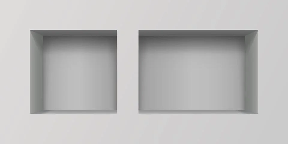 Empty boxes mockup icon in realistic style. Gallery showcase vector illustr.. Stock Illustration