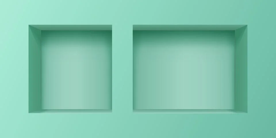 Empty boxes mockup icon in realistic style. Gallery showcase vector illustr.. Illustrazione stock