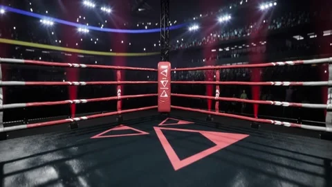A modern boxing ring was empty with spotlights lit up. Generative Ai  28340285 Stock Photo at Vecteezy