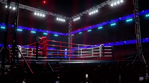 Empty boxing arena in the light of a spotlight 4k video footage Stock Footage 152727744