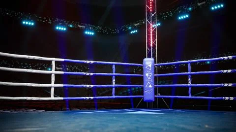 Empty boxing arena waiting new round 3d render illustration Stock Illustration