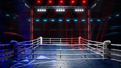 Empty boxing arena waiting new round 3d render illustration Stock Illustration