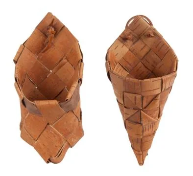 Empty braided birch-bark box Stock Photos