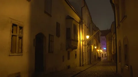 Empty Bratislava Streets at Night Stock Footage 59165936