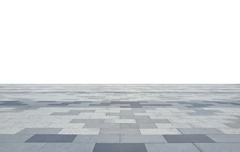 Empty brick floor isolated on white background Stock Photos