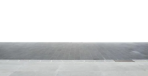 Empty brick floor isolated on white background Stock Photos