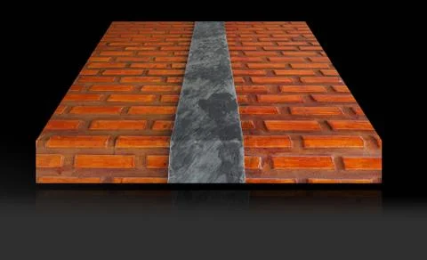 Empty brick table isolated on black background Stock Photos