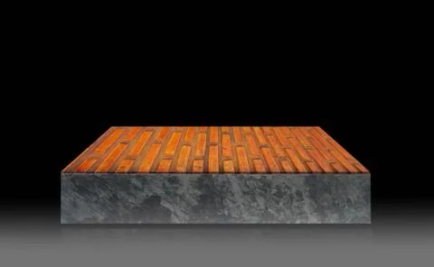 Empty brick table isolated on black background Stock Photos
