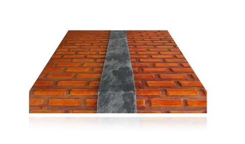Empty brick table isolated on white background Stock Photos