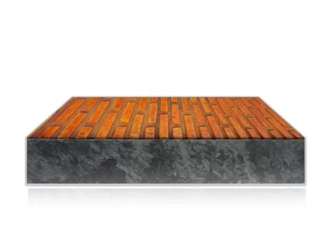 Empty brick table isolated on white background Stock Photos